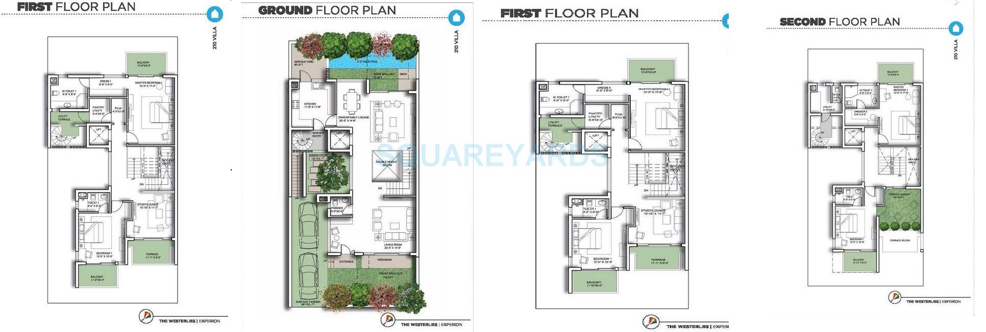 Floor plan of 4 BHK 5260 Sq. Ft. Villa in Experion The Westerlies, Gurgaon