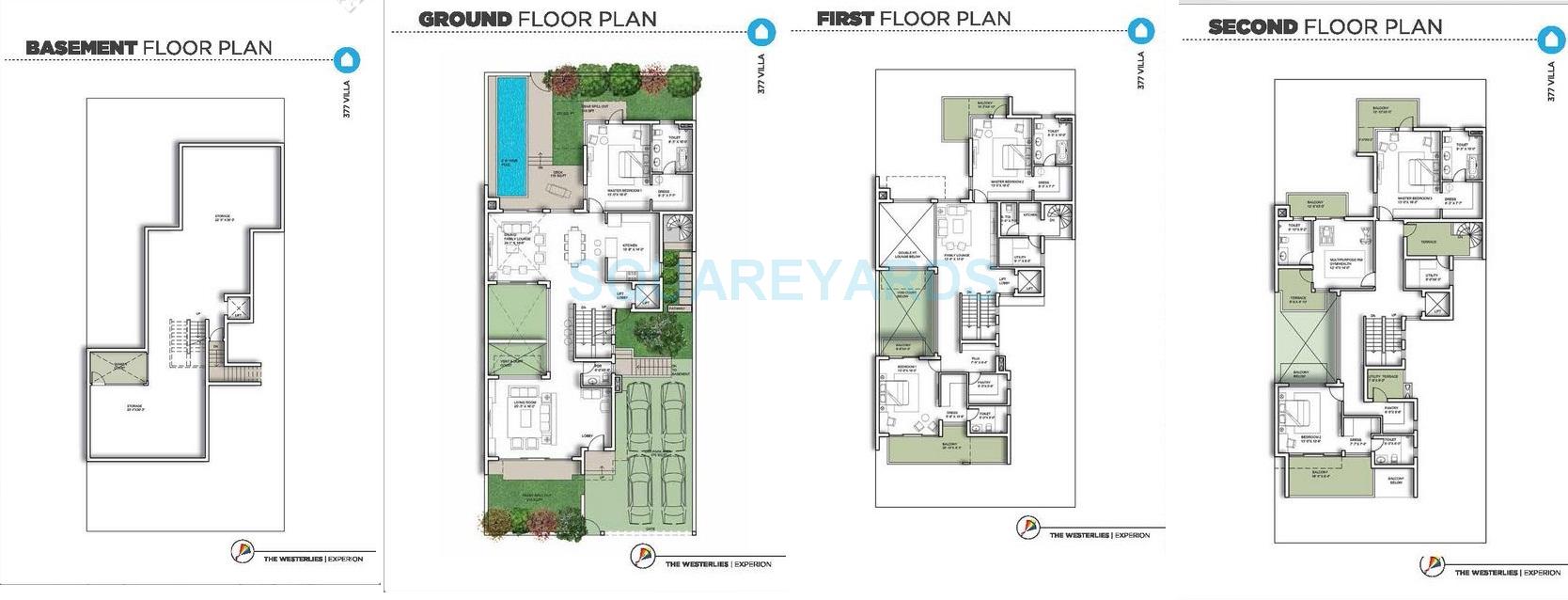 Floor plan of 5 BHK 8397 Sq. Ft. Villa in Experion The Westerlies, Gurgaon