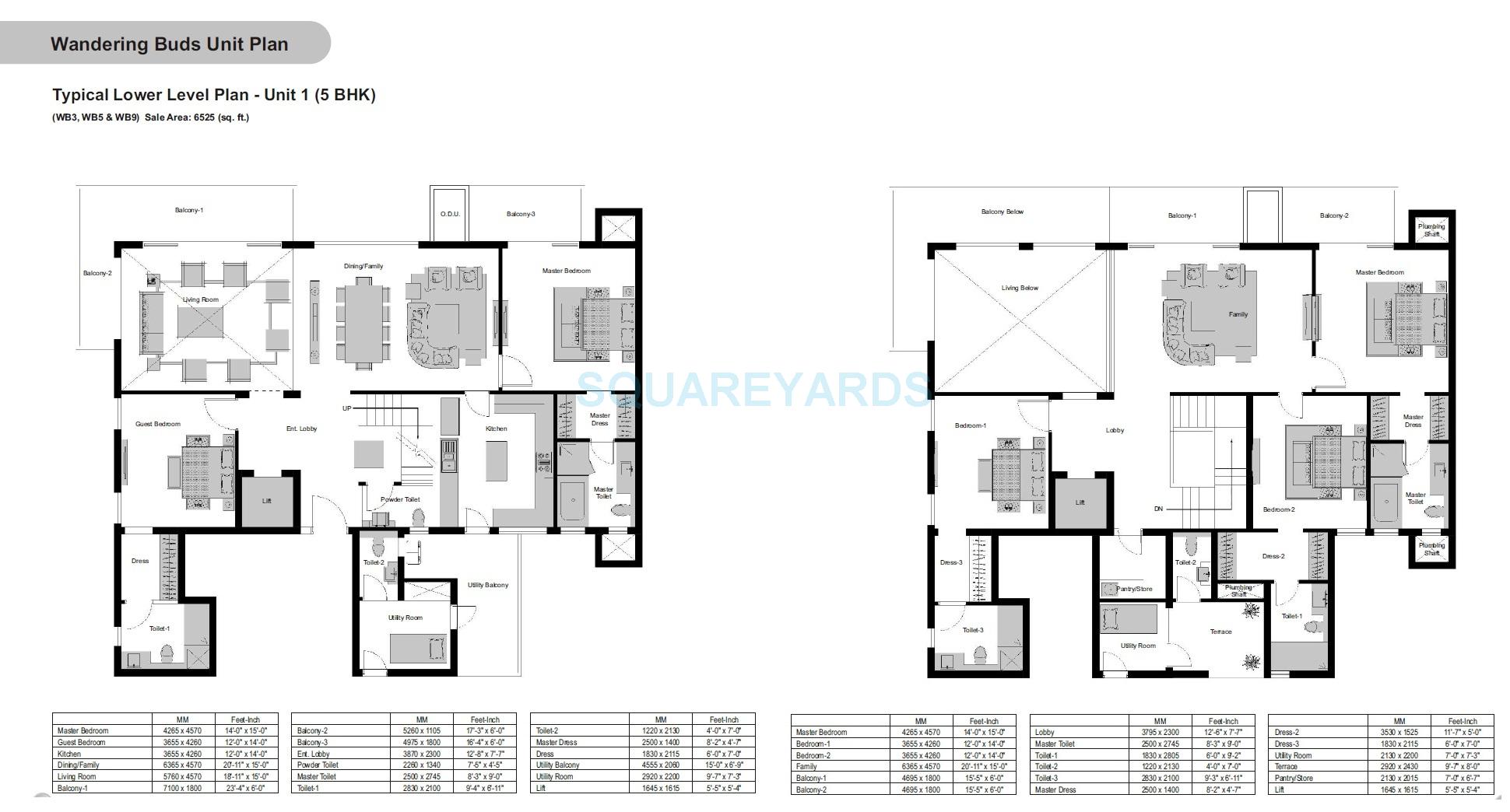 Floor plan of 5 BHK 6525 Sq. Ft. Penthouse in Experion Windchants, Gurgaon