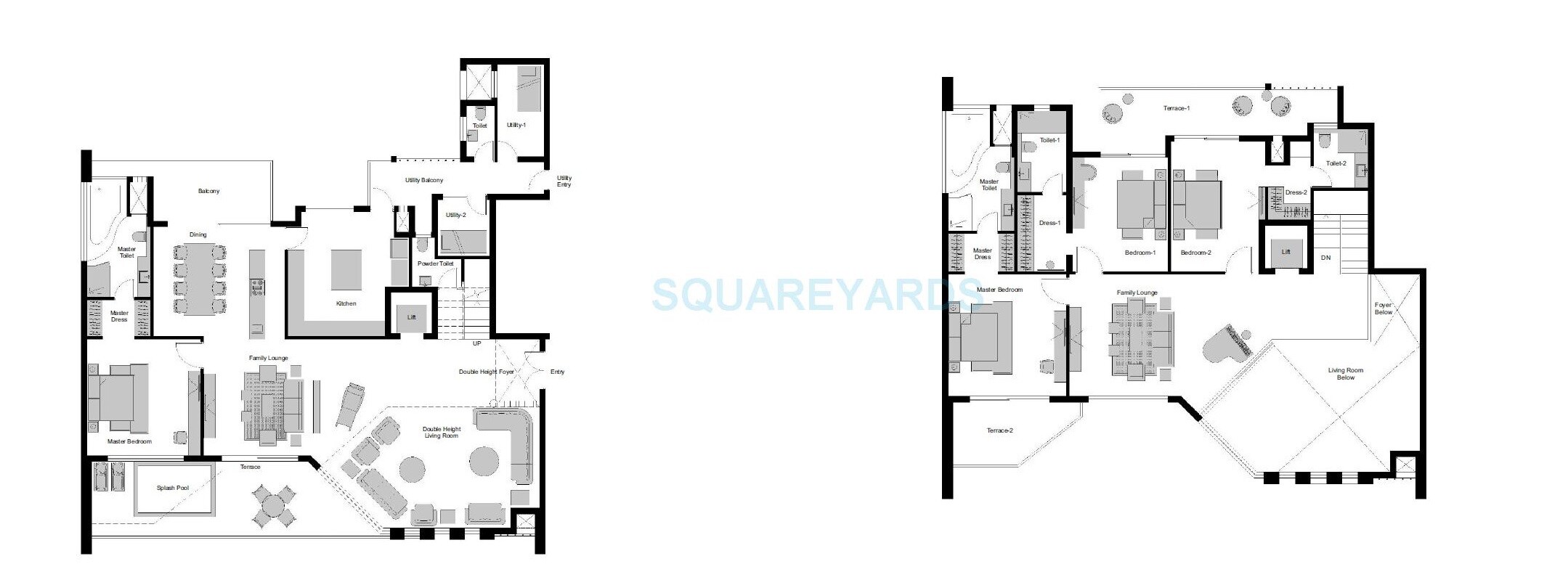 Floor plan of 4 BHK 6471 Sq. Ft. Penthouse in Experion Windchants, Gurgaon