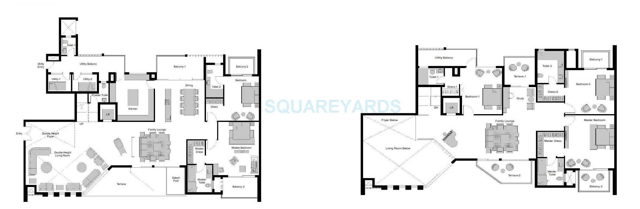 Floor plan of 5 BHK 8515 Sq. Ft. Penthouse in Experion Windchants, Gurgaon
