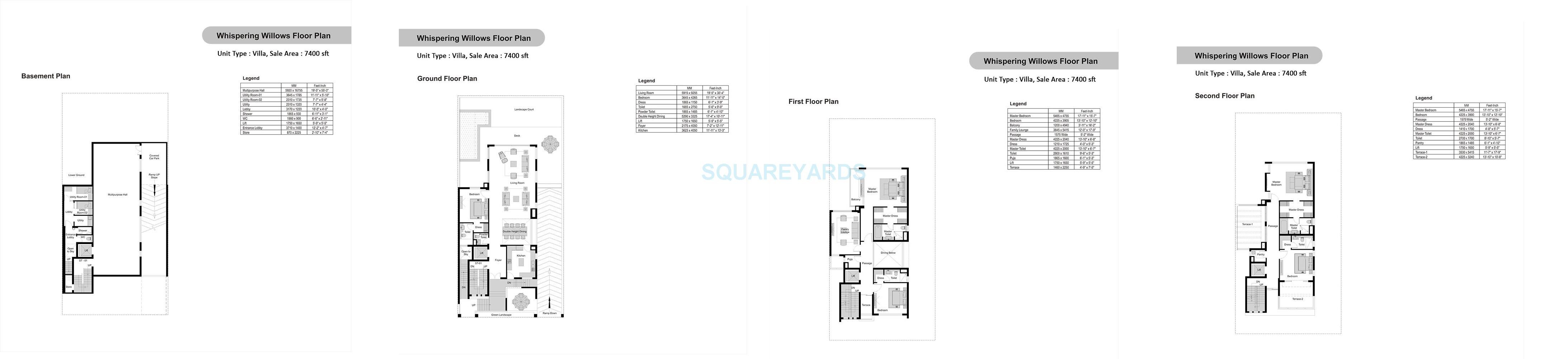 Floor plan of 5 BHK 7400 Sq. Ft. Villa in Experion Windchants, Gurgaon