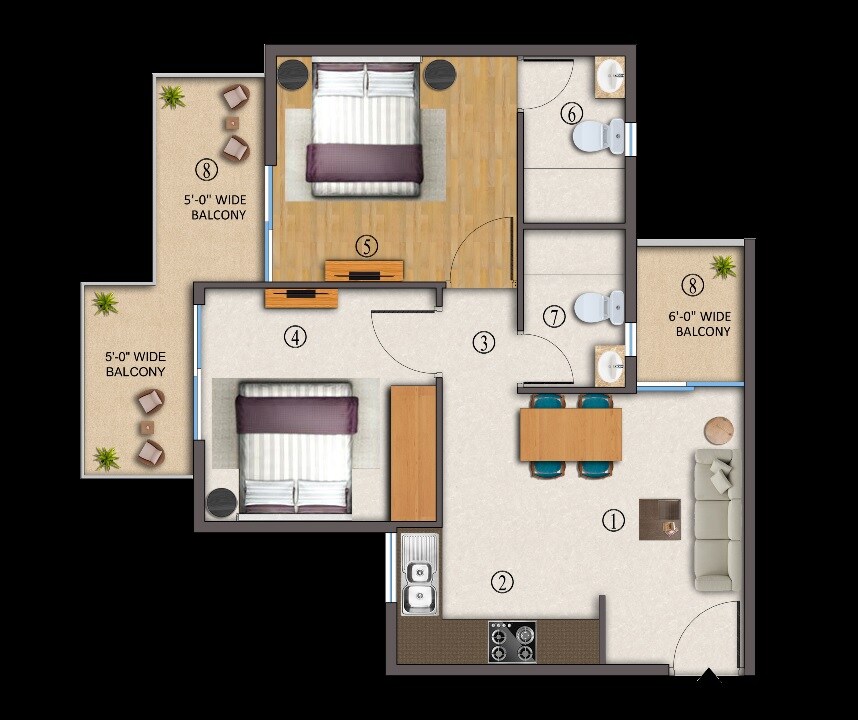 2 BHK 550 Sq. Ft. Apartment