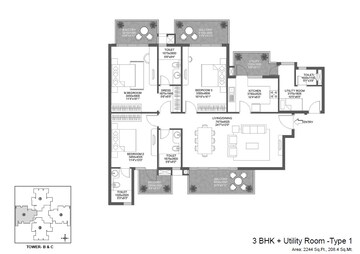  3 BHK Apartment at Godrej 101, Sector 79 – for Rent