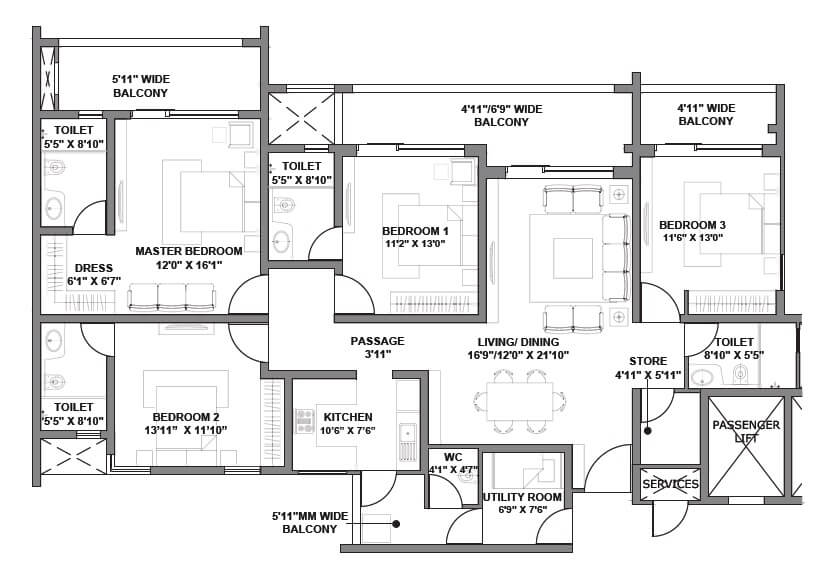  4 BHK Apartment at Godrej Air Sector 85, Sector 85 – for Sale
