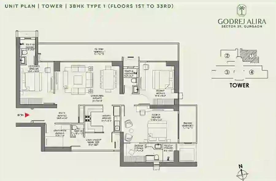 3 BHK 2426 Sq. Ft. Apartment in Godrej Alira