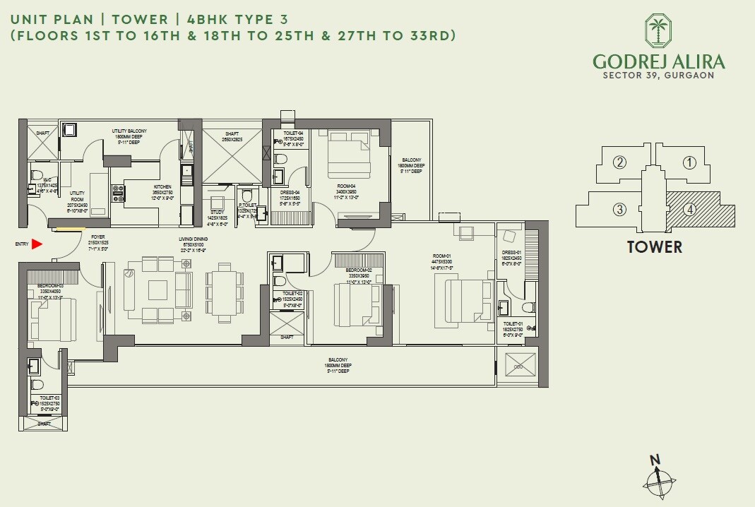 Other, godrej-alira 4 Bedroom 3082 Sq.Ft. Apartment In Medi City Gurgaon 8995542