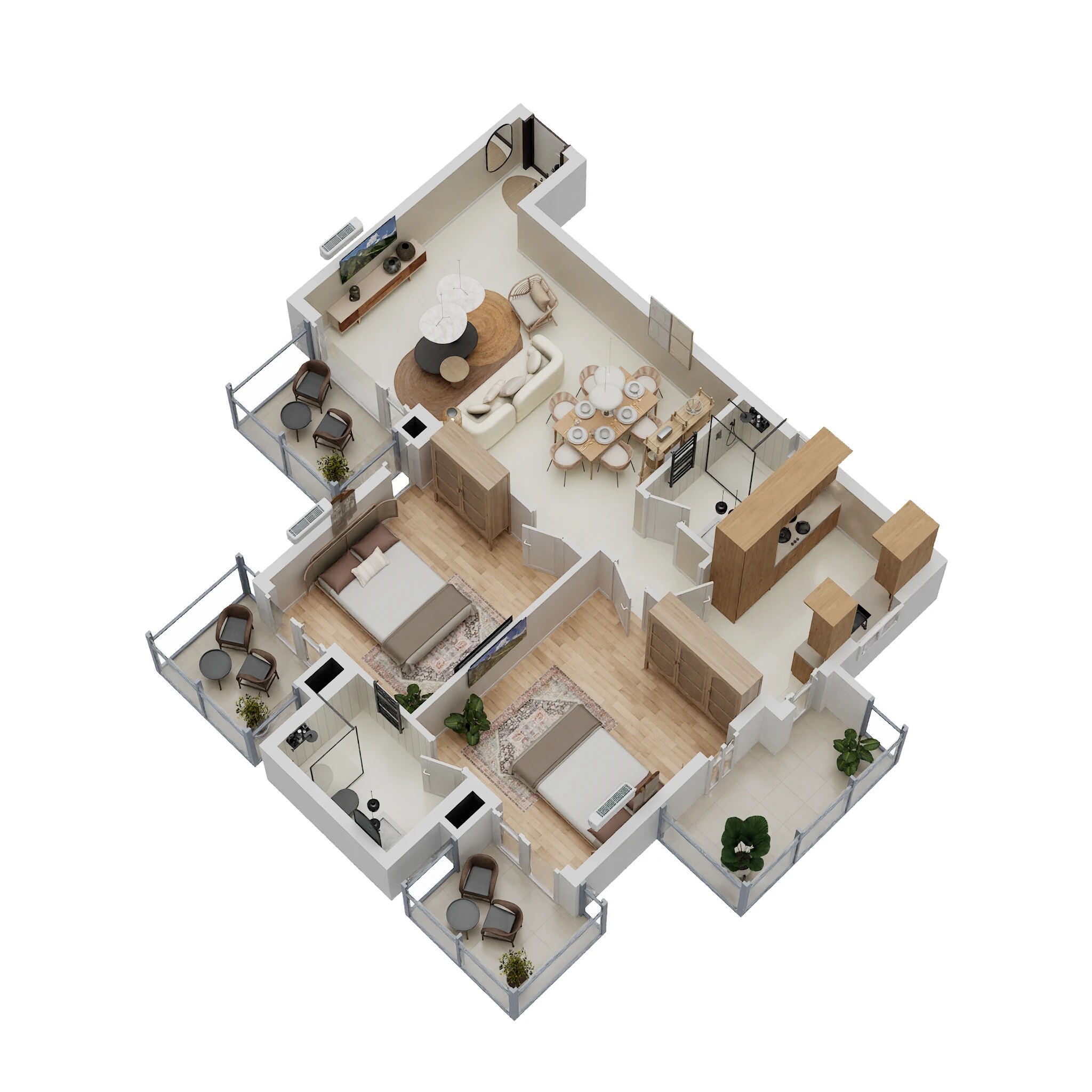 Floor plan of 2 BHK 1351 Sq. Ft. Apartment in Godrej Aria, Gurgaon