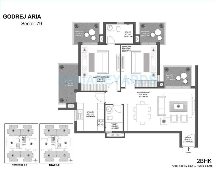 Other, godrej-aria 2 Bedroom 1351 Sq.Ft. Apartment In Sector 79 Gurgaon 9047196