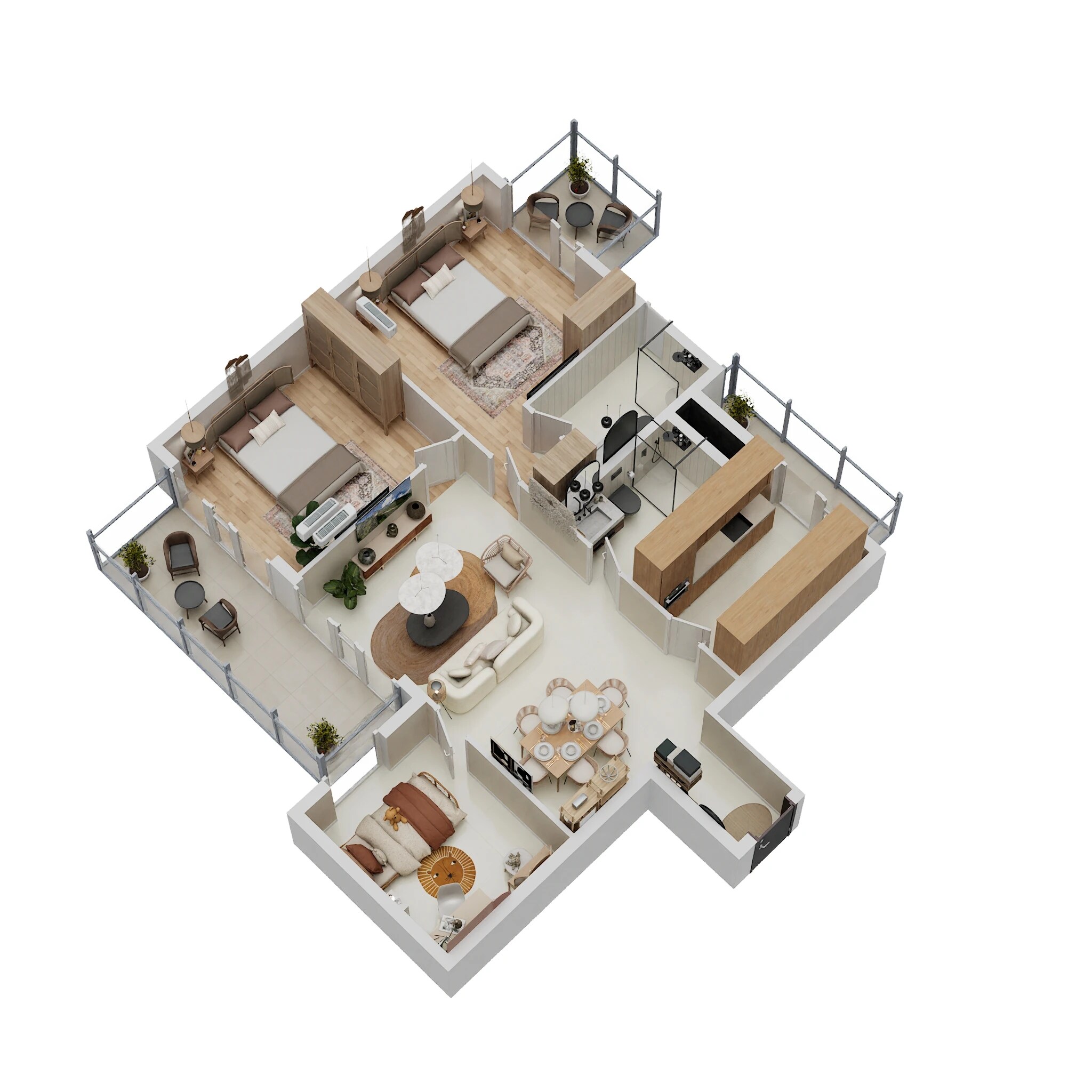 Floor plan of 2 BHK 1503 Sq. Ft. Apartment in Godrej Aria, Gurgaon