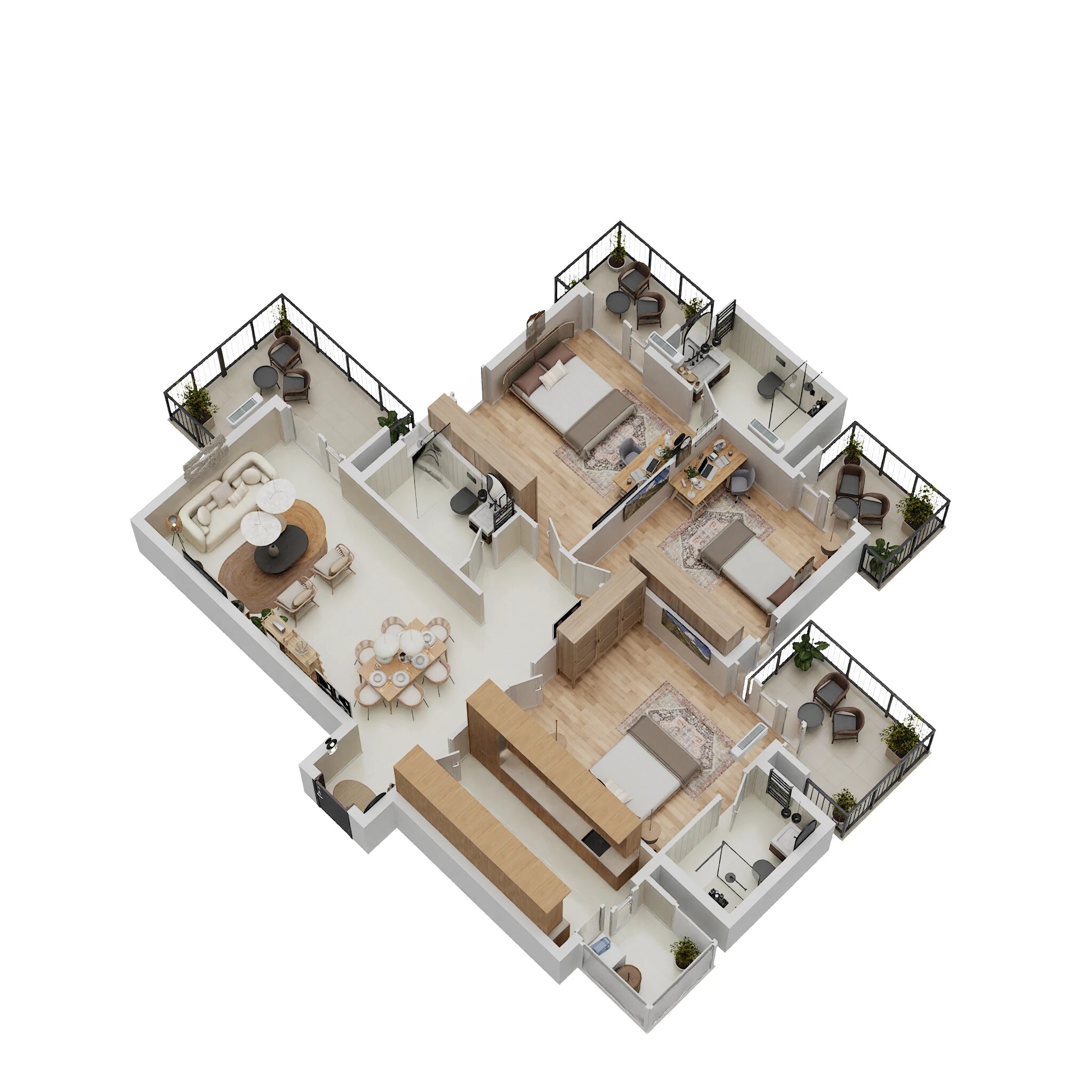 Floor plan of 3 BHK 1983 Sq. Ft. Apartment in Godrej Aria, Gurgaon