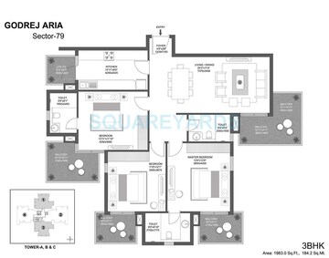  3 BHK Apartment at Godrej Aria, Sector 79 – for Rent