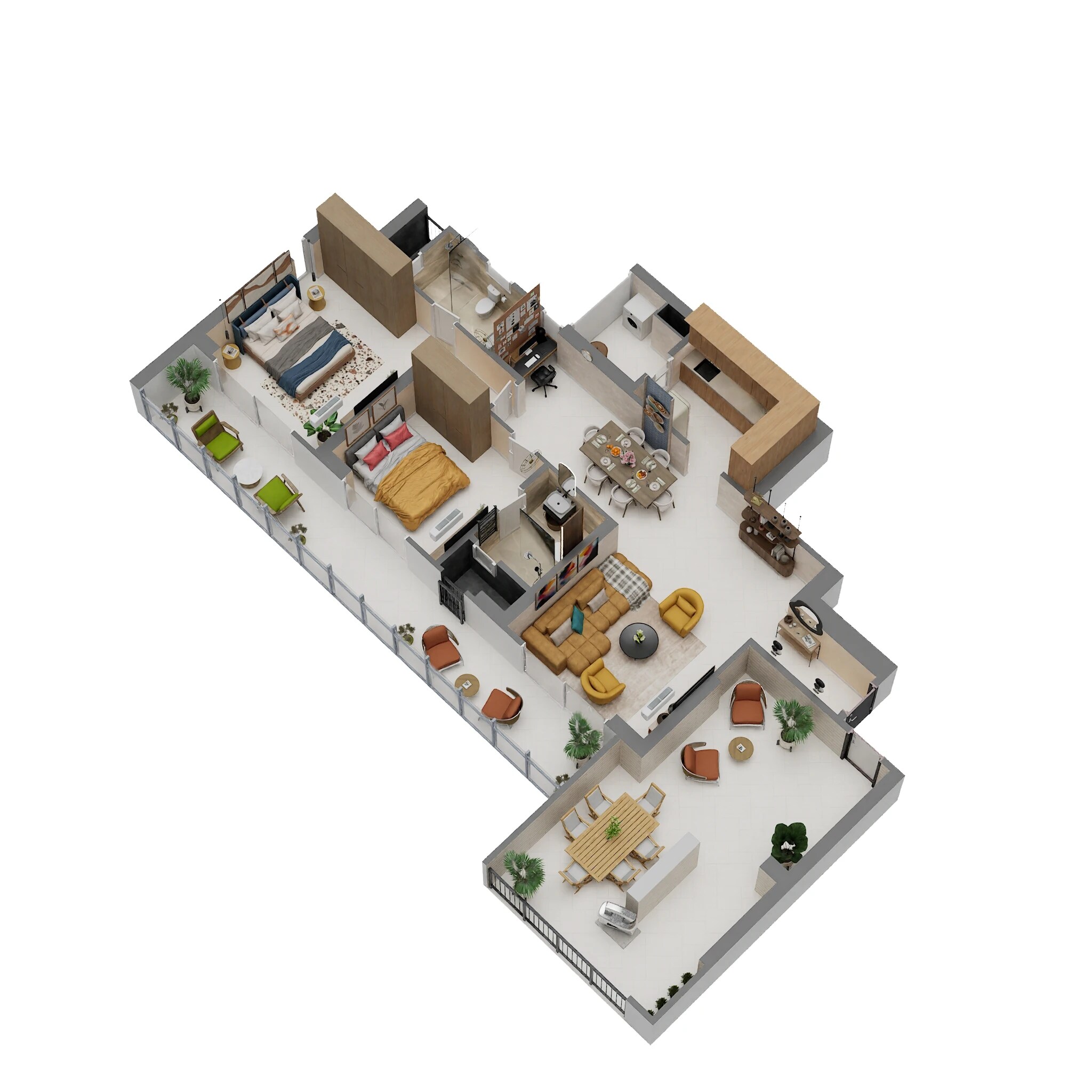 Floor plan of 2 BHK 1651 Sq. Ft. Apartment in Godrej Aristocrat, Gurgaon