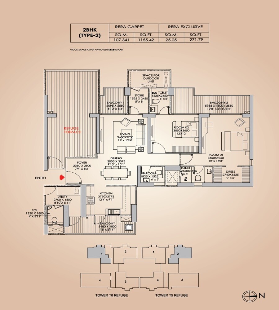 2 BHK 2041 Sq. Ft. Apartment
