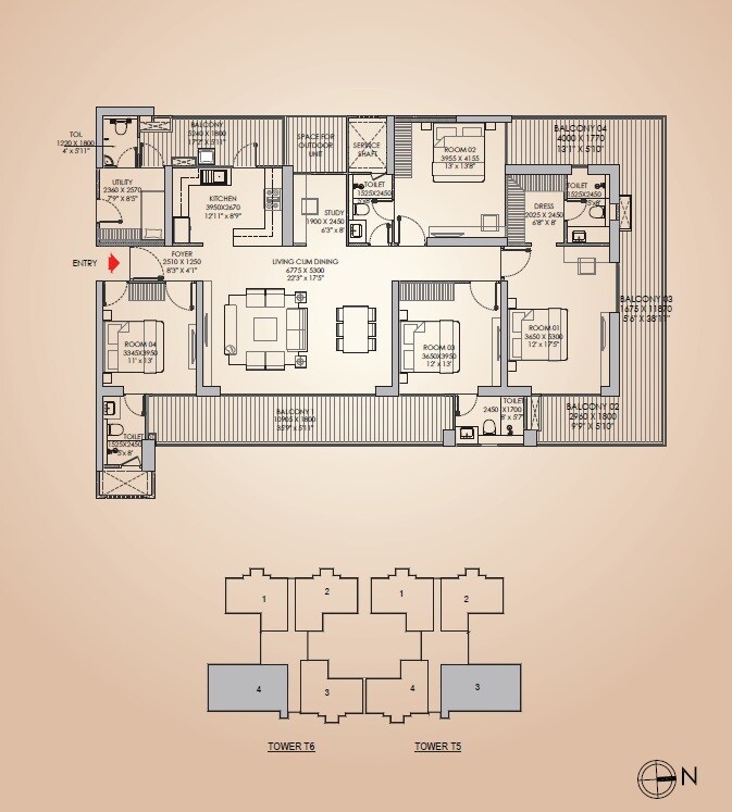 4 BHK 3416 Sq. Ft. Apartment