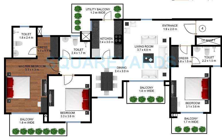 3 BHK 1821 Sq. Ft. Apartment in Godrej Frontier