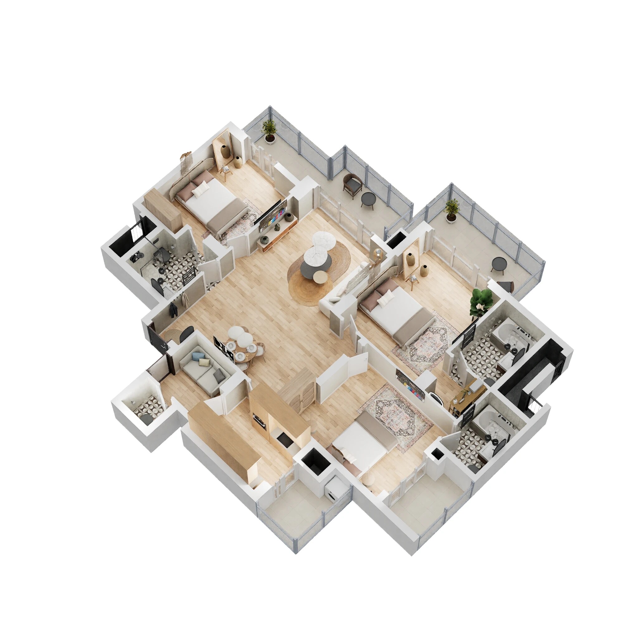 Floor plan of 3 BHK 2002 Sq. Ft. Apartment in Godrej Meridien, Gurgaon