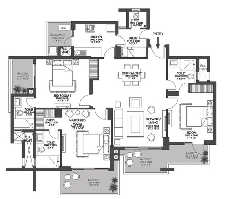 Other, godrej-meridien 3 Bedroom 1536 Sq.Ft. Apartment In Sector 106 Gurgaon 8646458