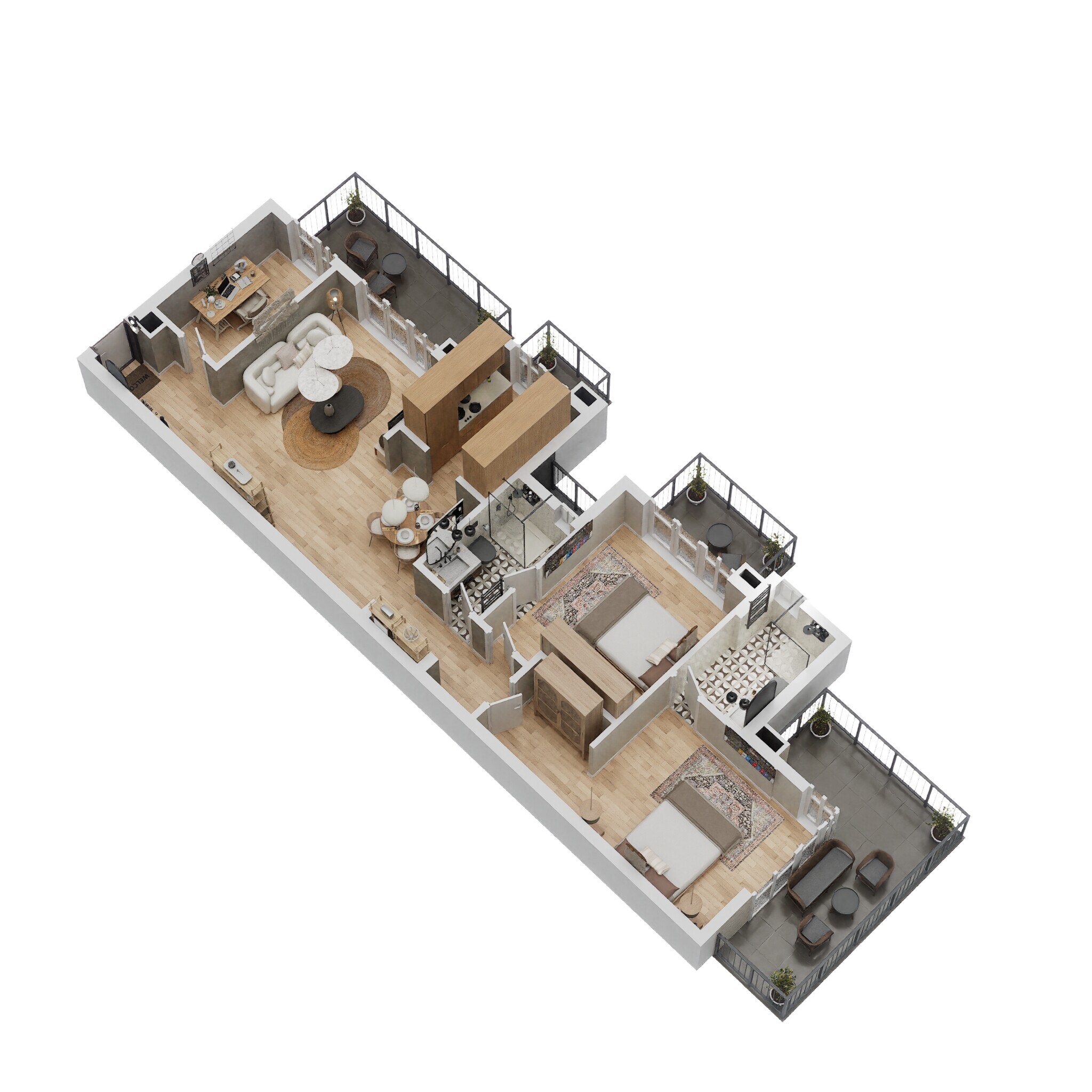 Floor plan of 2 BHK 1616 Sq. Ft. Apartment in Godrej Oasis, Gurgaon