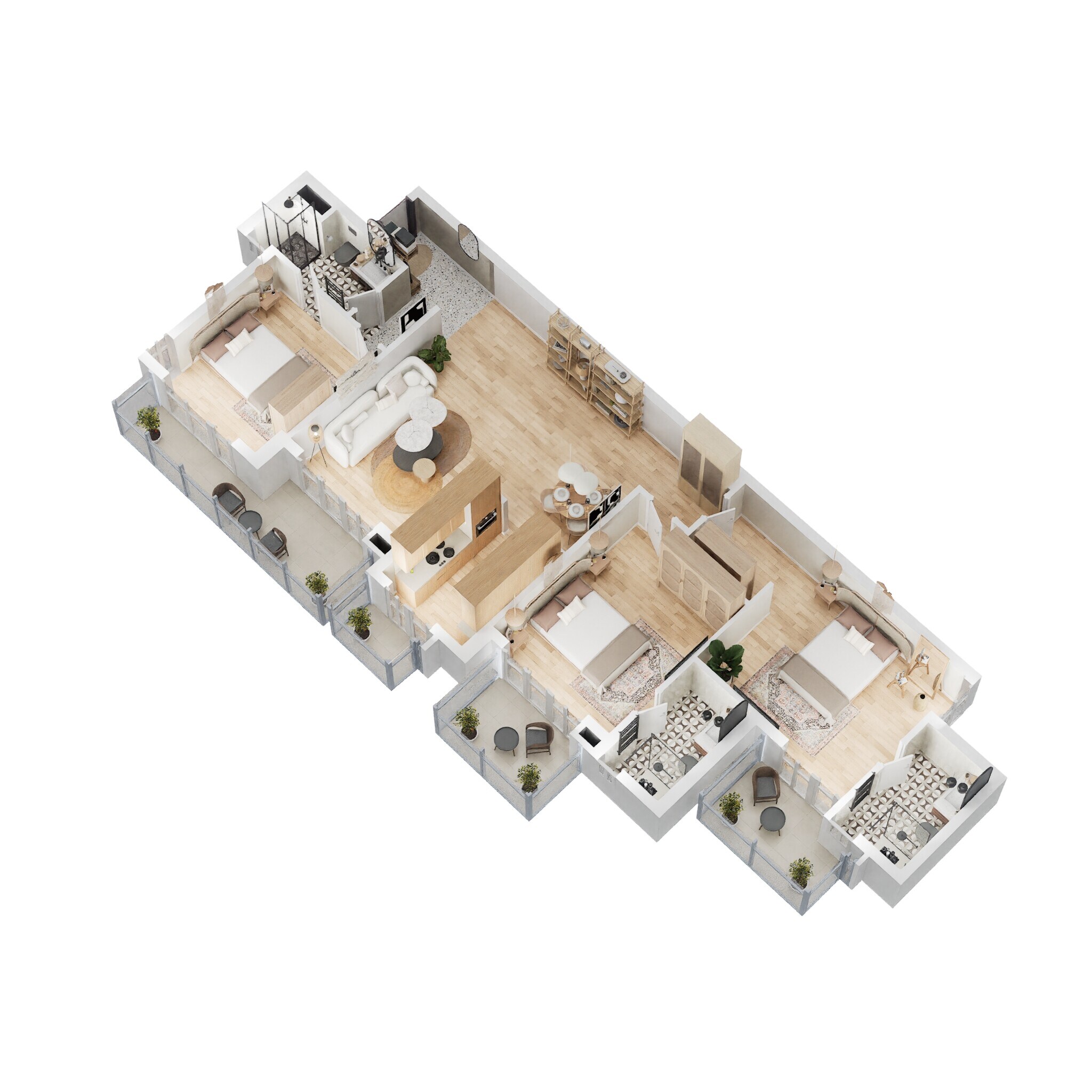 Floor plan of 3 BHK 1791 Sq. Ft. Apartment in Godrej Oasis, Gurgaon