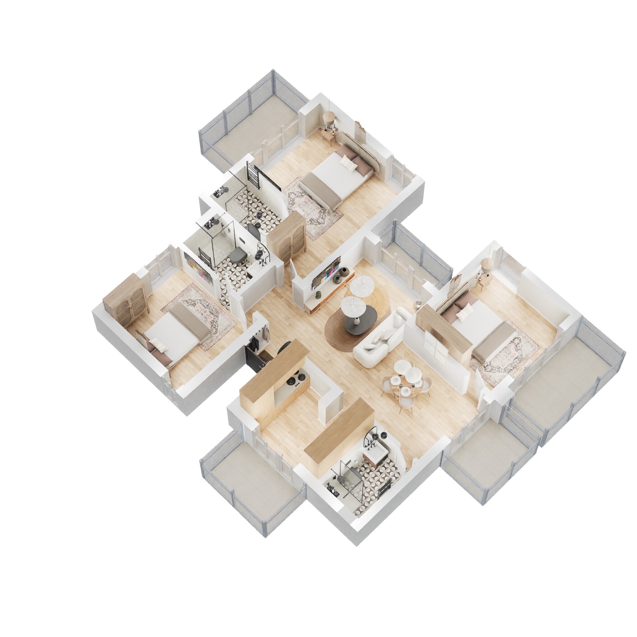 Floor plan of 3 BHK 1712 Sq. Ft. Apartment in Godrej Premia Tower, Gurgaon