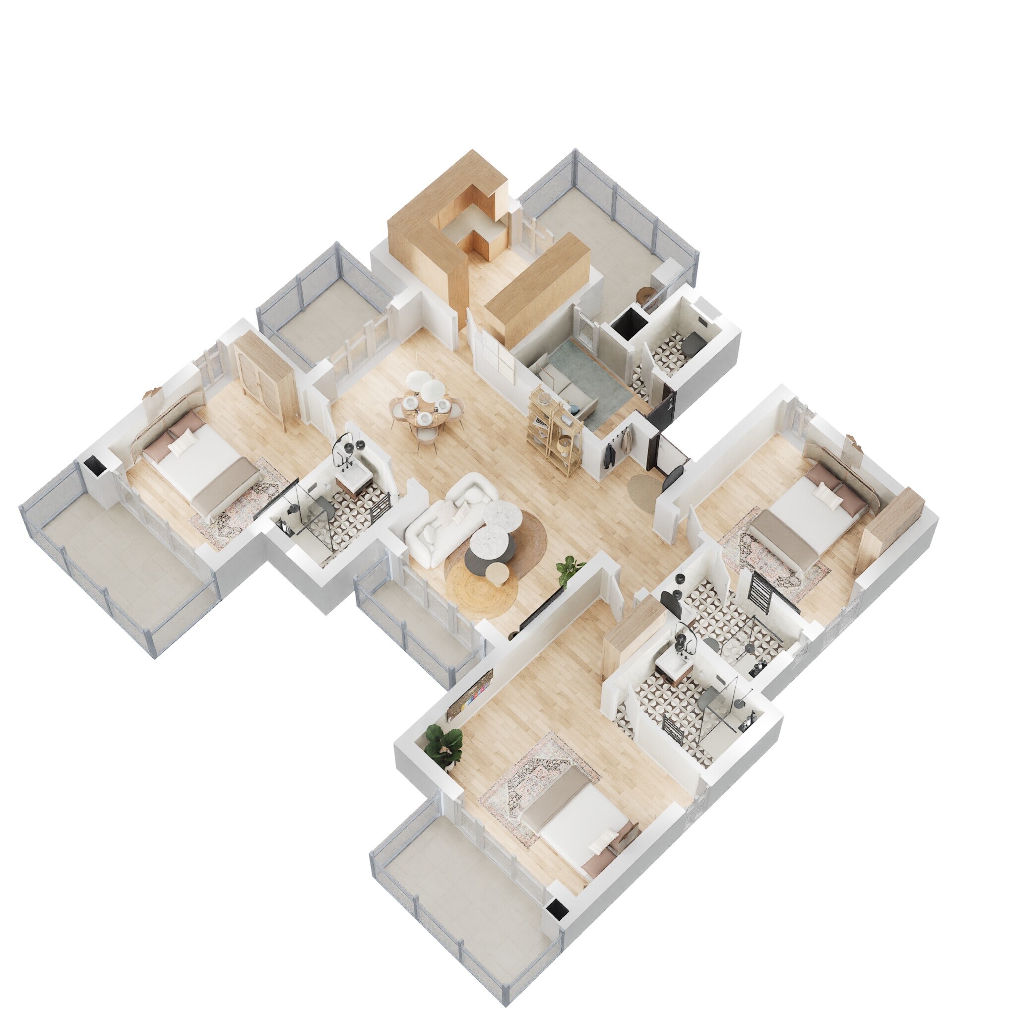 Floor plan of 3 BHK 1844 Sq. Ft. Apartment in Godrej Premia Tower, Gurgaon