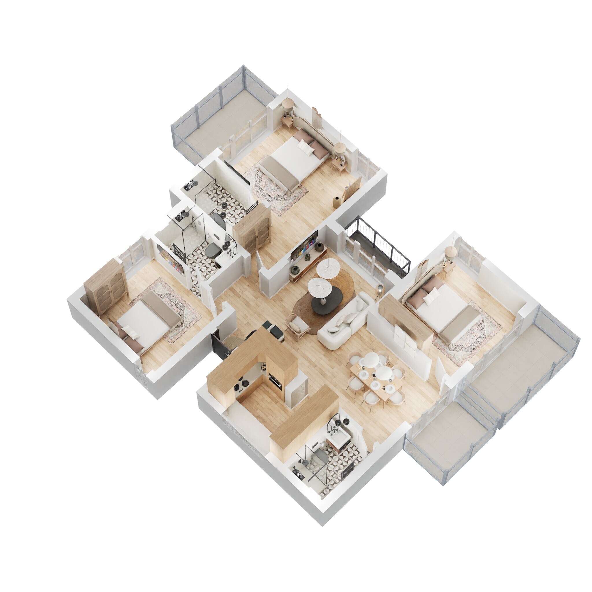 Floor plan of 3 BHK 1712 Sq. Ft. Apartment in Godrej Signature Homes, Gurgaon