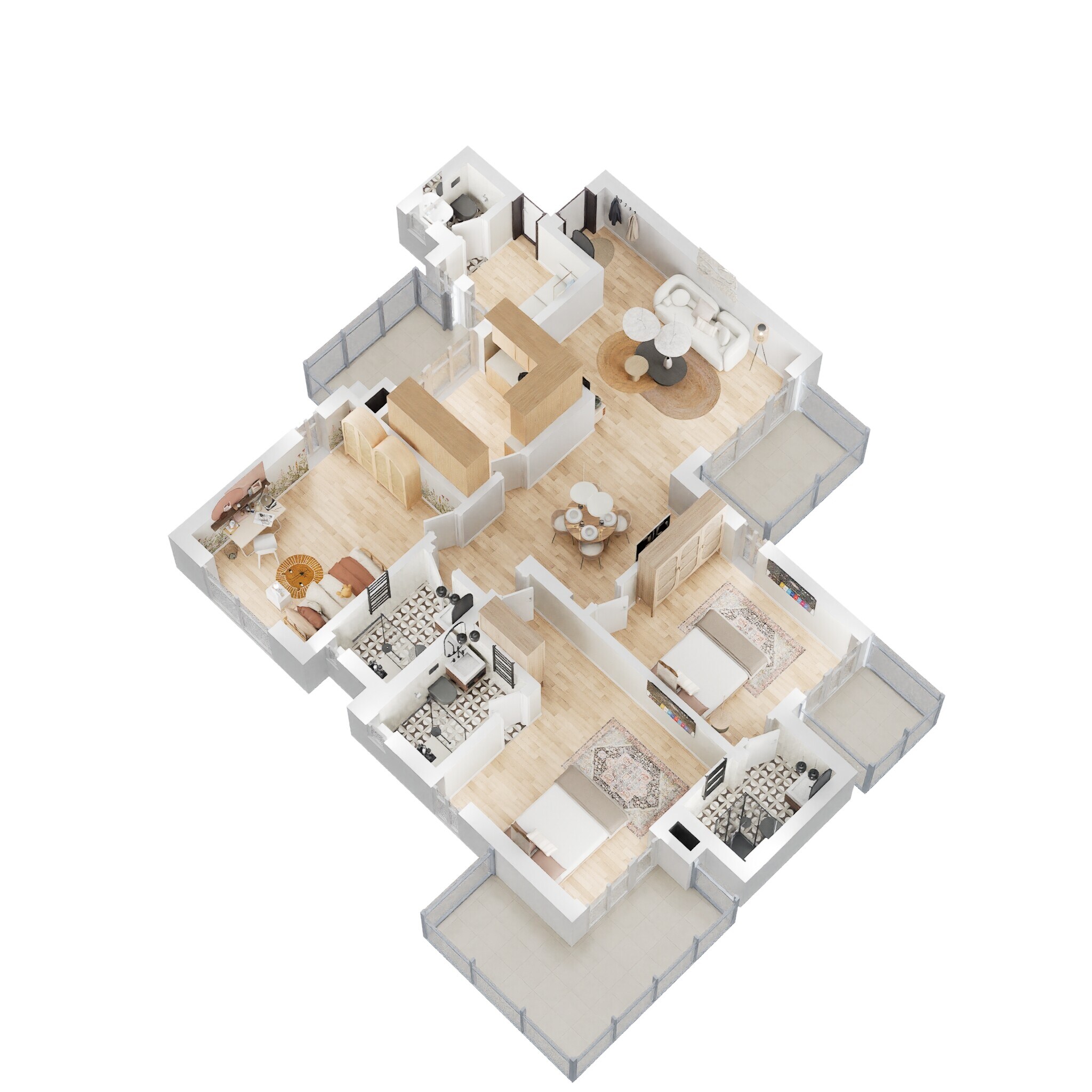 Floor plan of 3 BHK 1816 Sq. Ft. Apartment in Godrej Signature Homes, Gurgaon