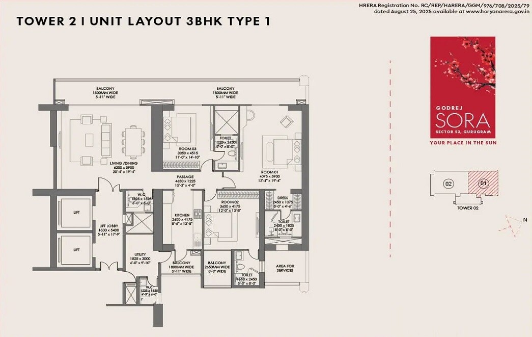 Other, godrej-sora 3 Bedroom 3050 Sq.Ft. Apartment In Sector 53 Gurgaon 9189476