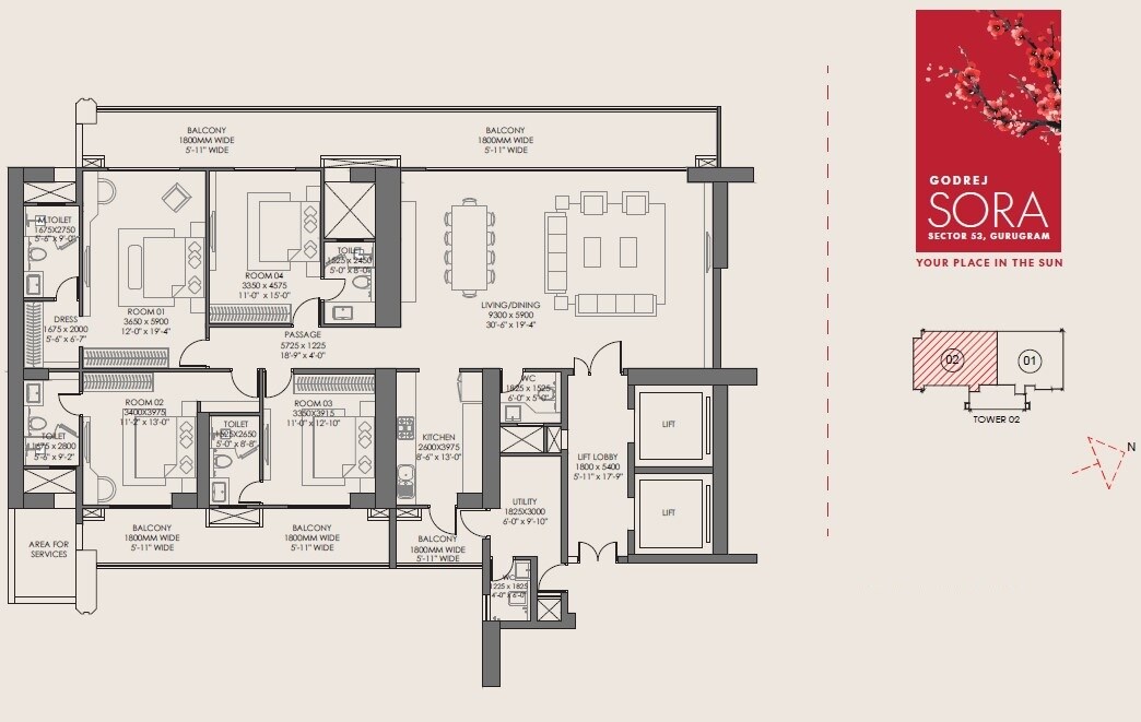 Other, godrej-sora 4 Bedroom 3750 Sq.Ft. Apartment In Sector 53 Gurgaon 9217331