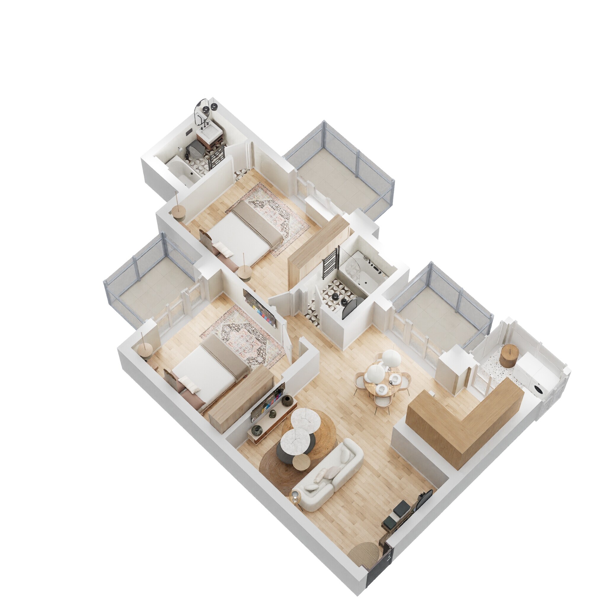 Floor plan of 2 BHK 1269 Sq. Ft. Apartment in Godrej Summit, Gurgaon