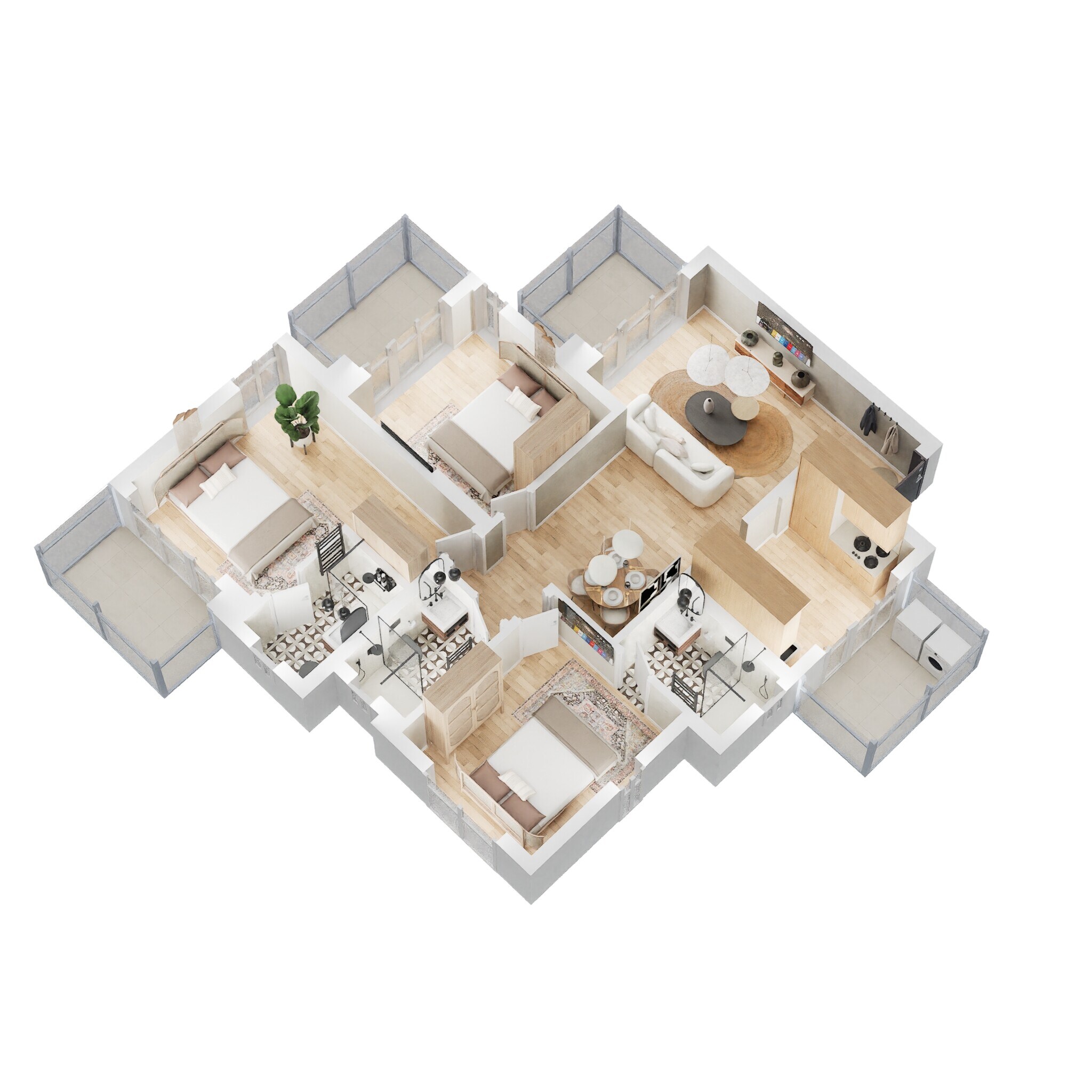 Floor plan of 3 BHK 1647 Sq. Ft. Apartment in Godrej Summit, Gurgaon