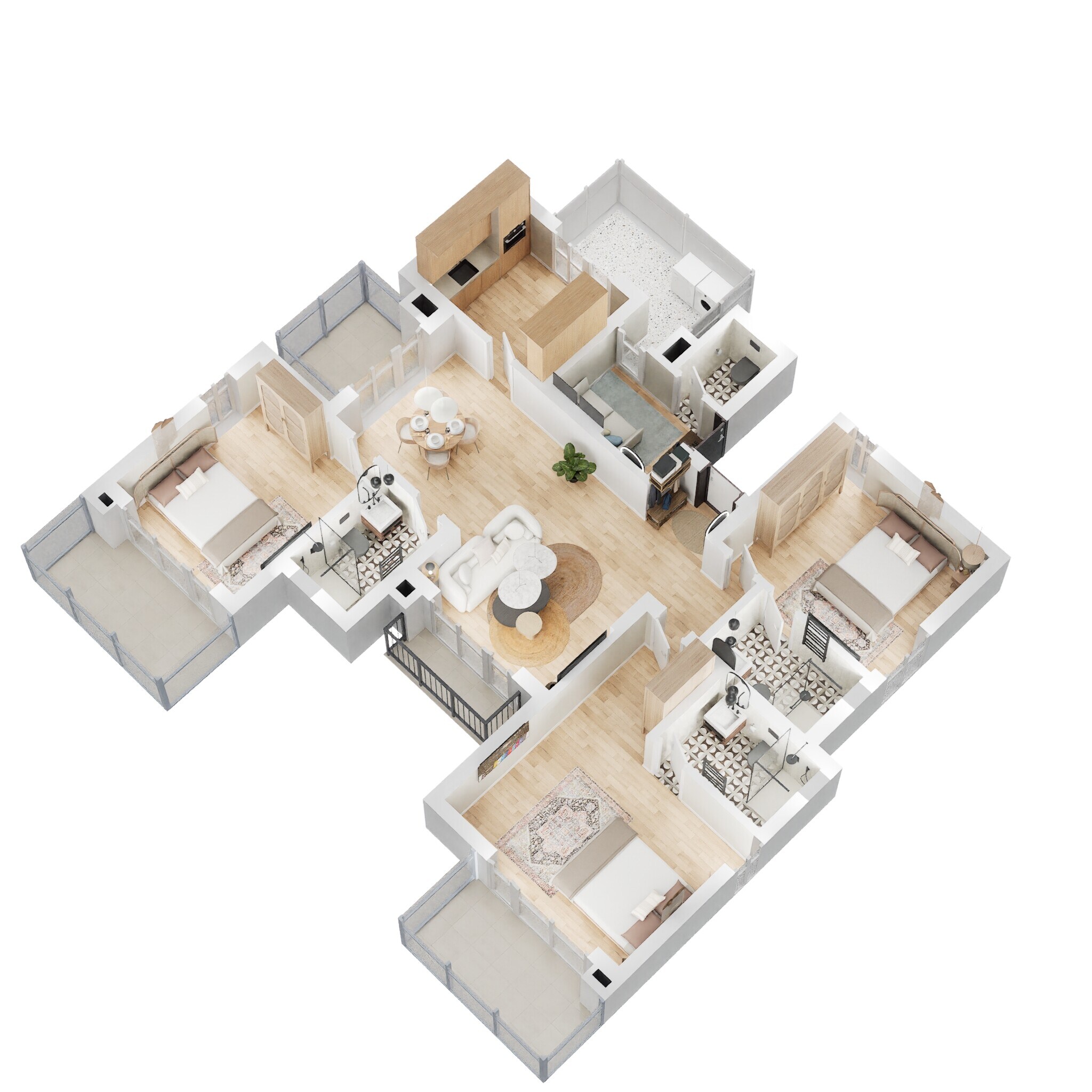 Floor plan of 3 BHK 1844 Sq. Ft. Apartment in Godrej Summit, Gurgaon