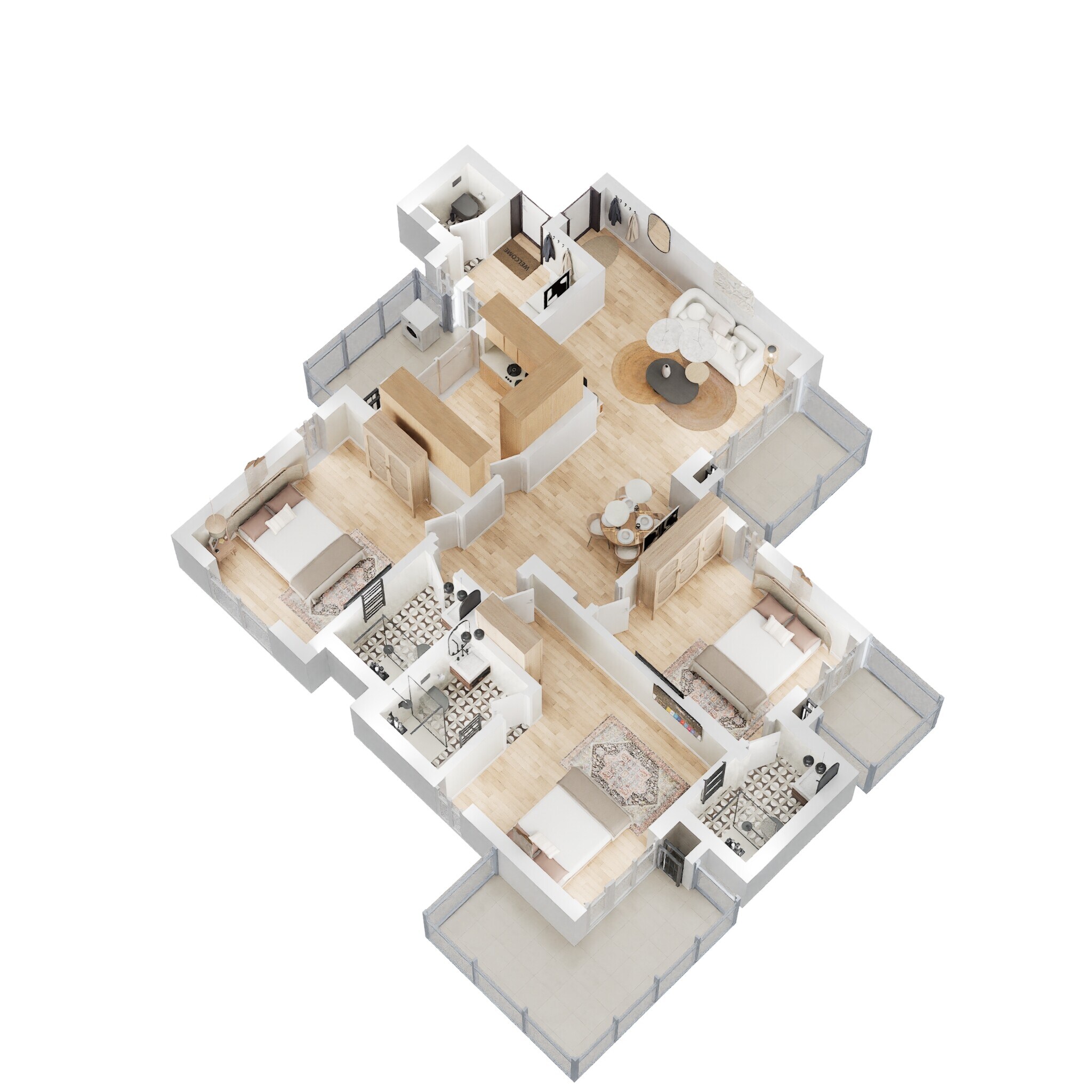 Floor plan of 3 BHK 1816 Sq. Ft. Apartment in Godrej Summit, Gurgaon