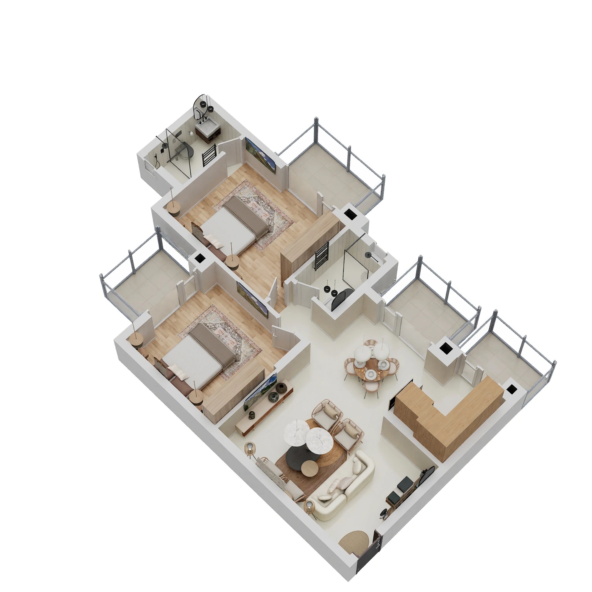 Floor plan of 2 BHK 1269 Sq. Ft. Apartment in Godrej Summit Phase II, Gurgaon