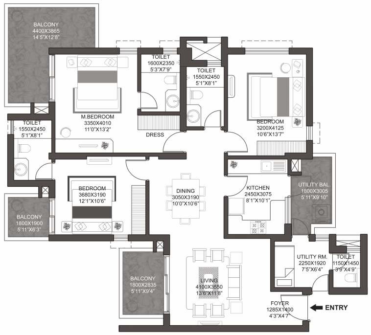 Resale 3 Bedroom 1712 Sq.Ft. Apartment in Godrej Summit Phase II, Sector 104 Gurgaon 5875479
