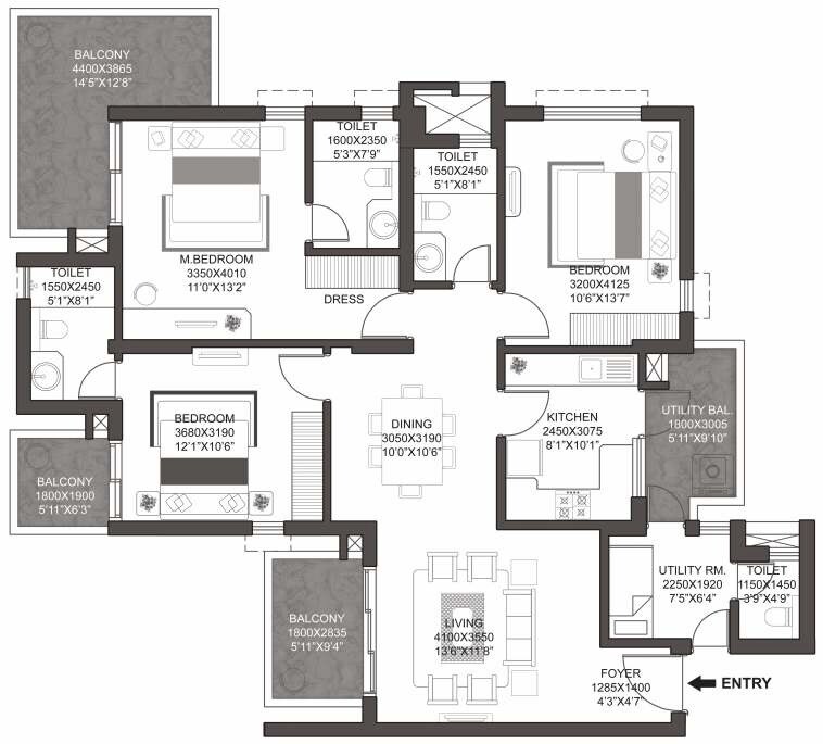 3 BHK 1712 Sq. Ft. Apartment