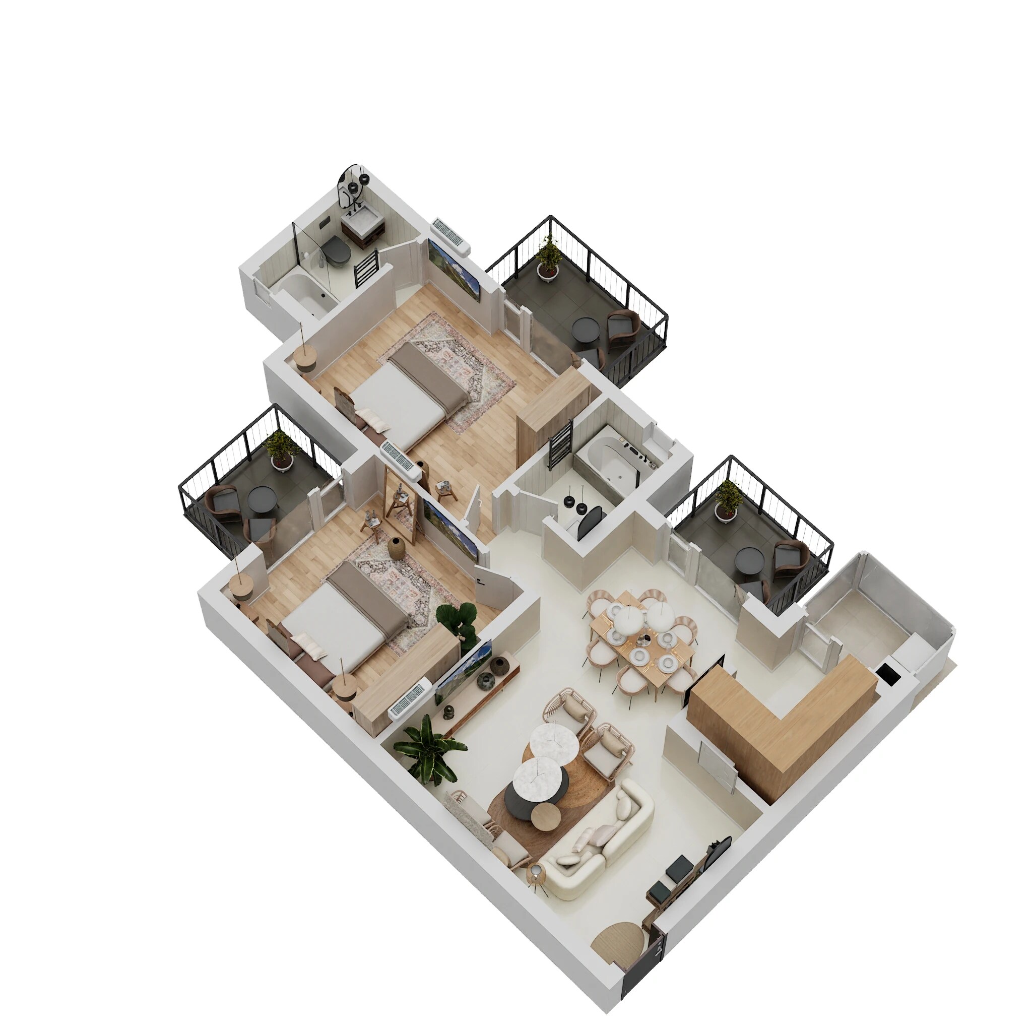 Floor plan of 2 BHK 1269 Sq. Ft. Apartment in Godrej Summit Phase IV, Gurgaon