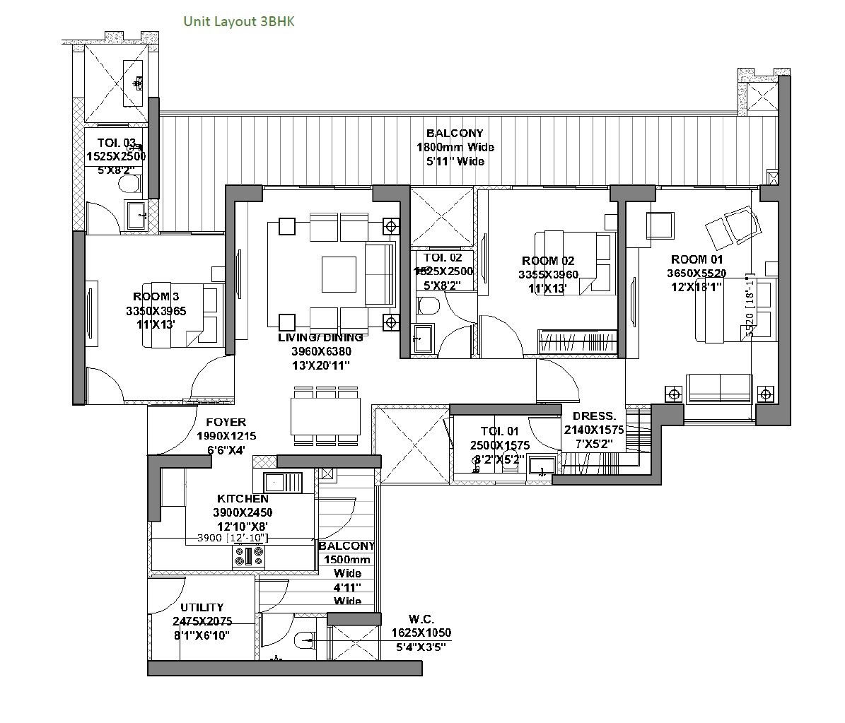  3 BHK Apartment at Godrej Vrikshya, Sector 103 – for Sale