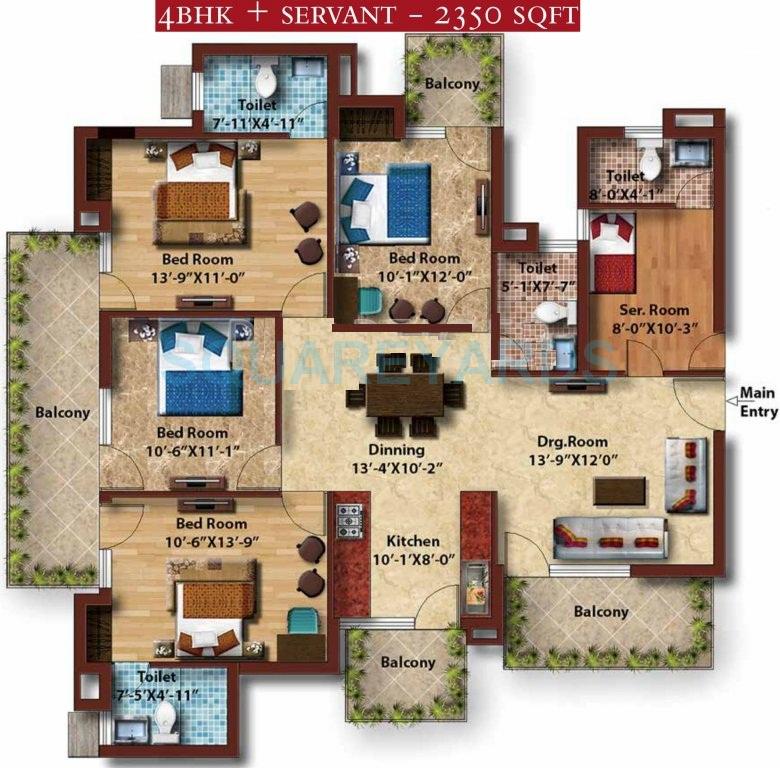 4 BHK 2350 Sq. Ft. Apartment