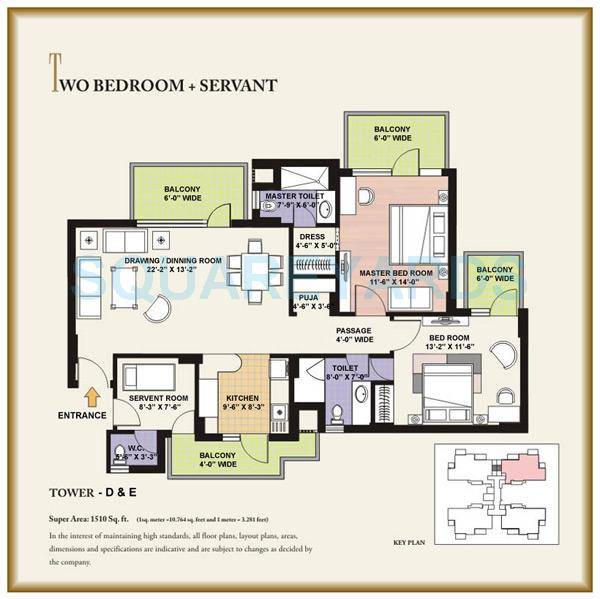 Floor plan of 2 BHK 1510 Sq. Ft. Apartment in GPL Eden Heights, Gurgaon