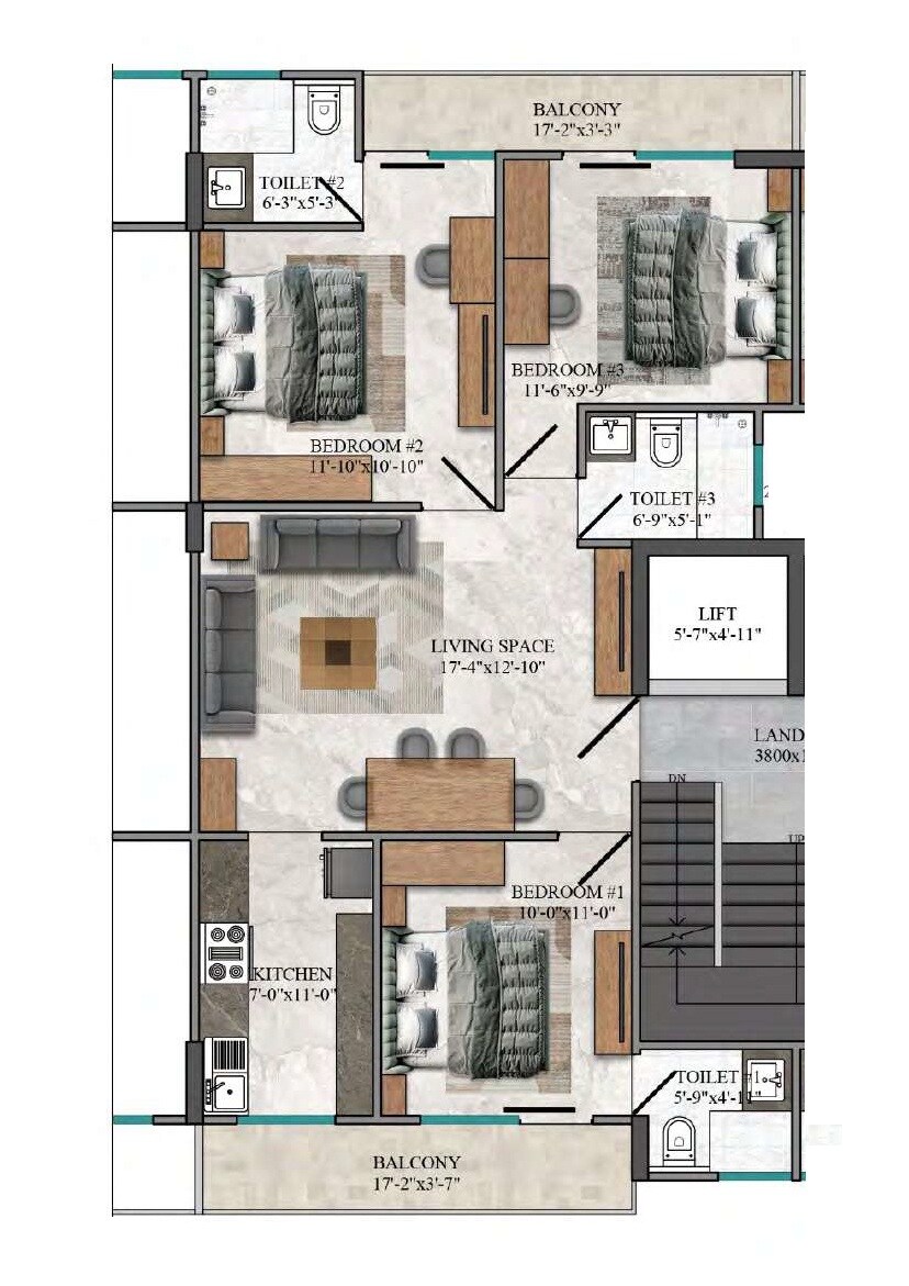 3 BHK 1587 Sq. Ft. Ind Floor