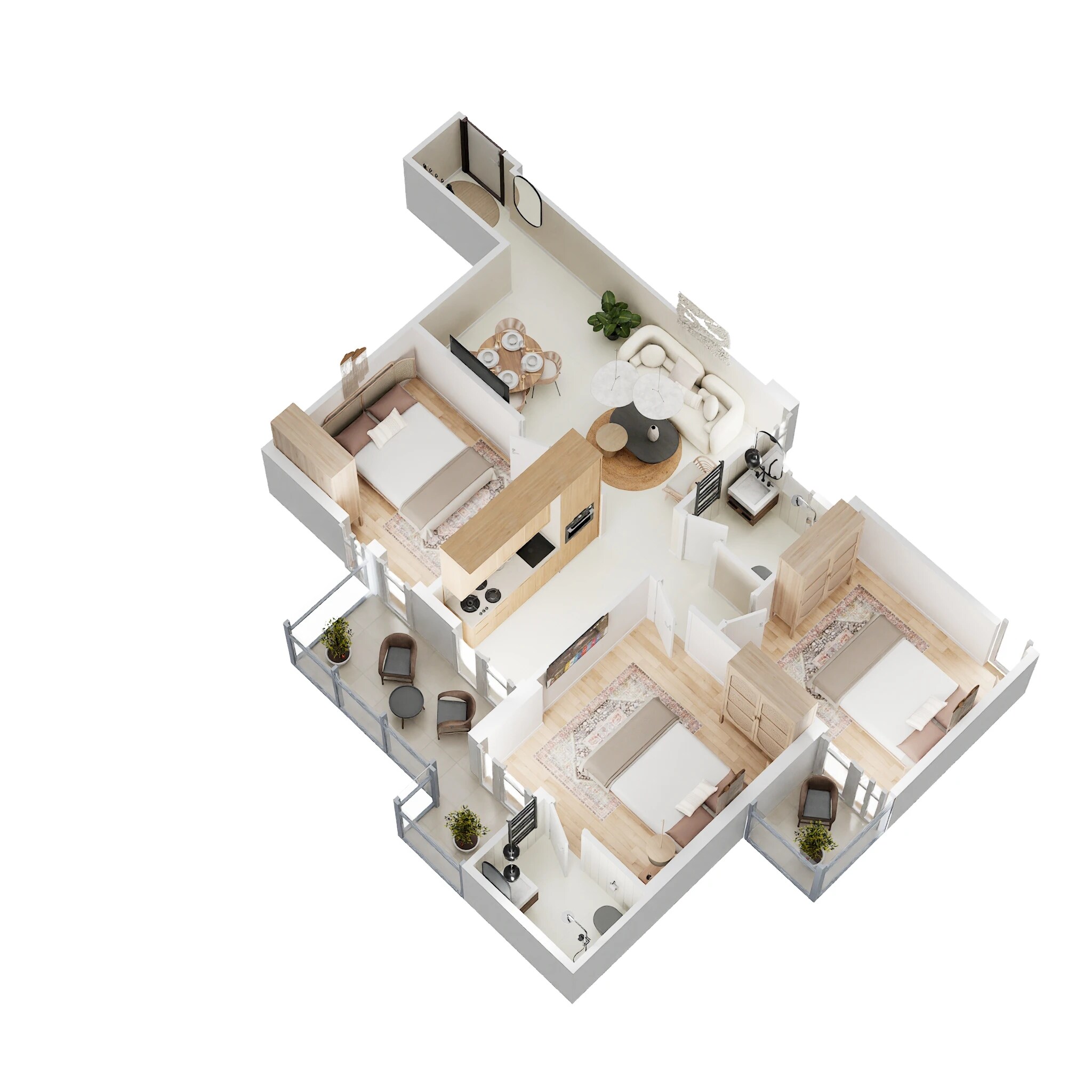 Floor plan of 3 BHK 646 Sq. Ft. Apartment in Habitat Prime, Gurgaon