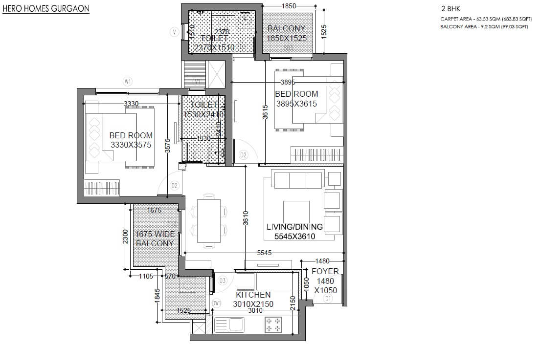 Other, hero-homes-gurgaon 2 Bedroom 1099 Sq.Ft. Apartment In Sector 104 Gurgaon 9157718