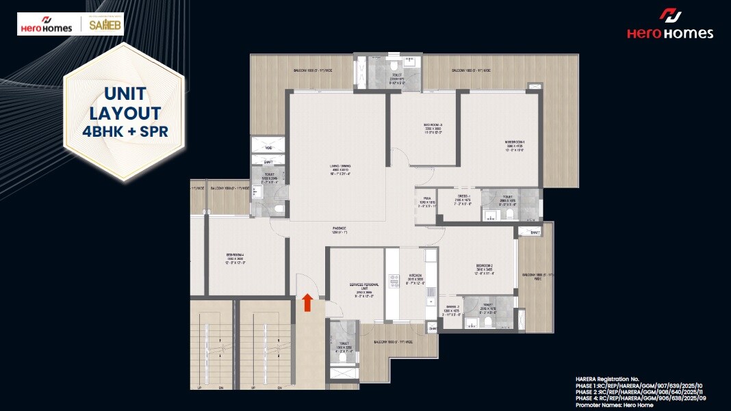 Other, hero-homes-palatial 4 Bedroom 3460 Sq.Ft. Apartment In Dhanwapur Gurgaon 8448979