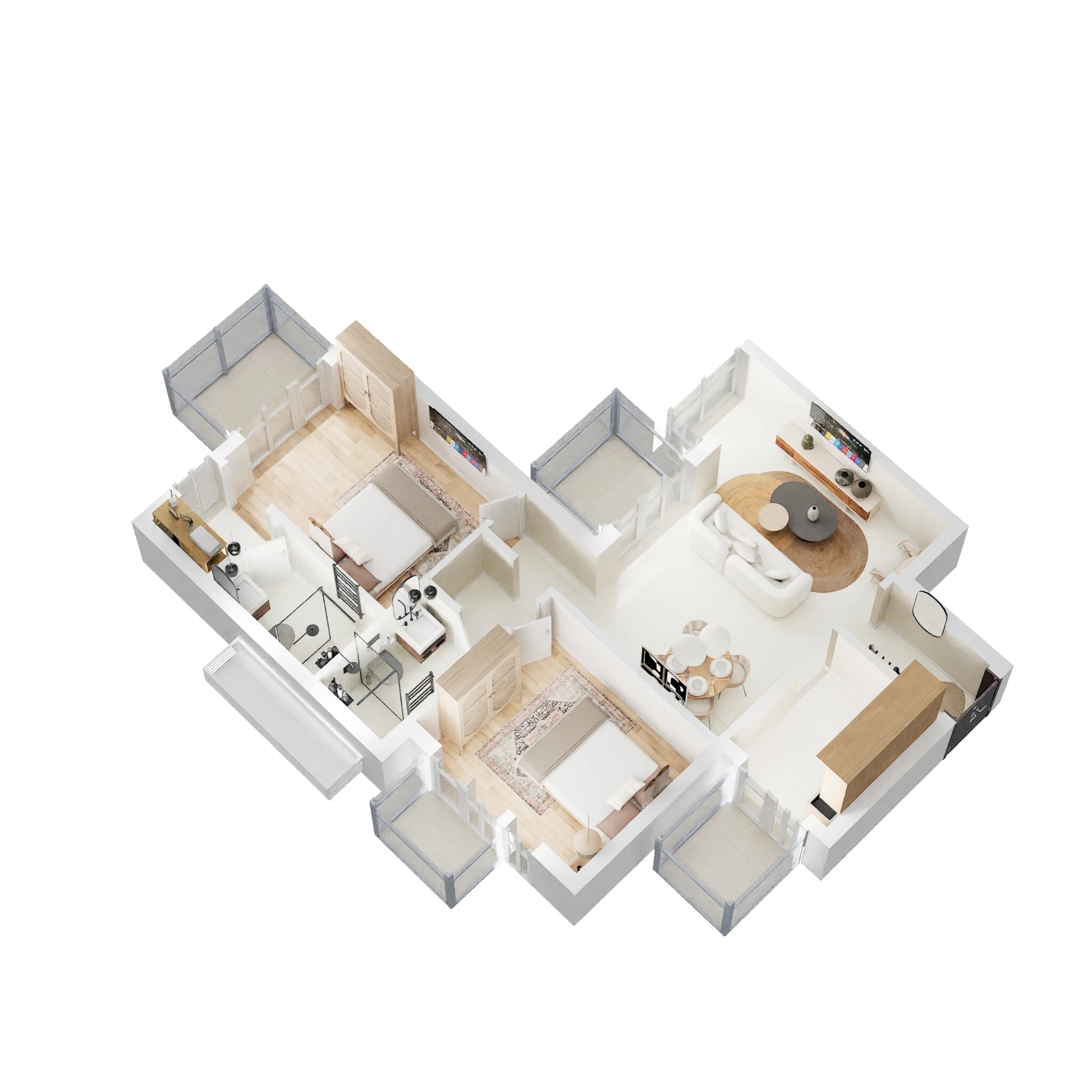 Floor plan of 2 BHK 1280 Sq. Ft. Apartment in ILD Grand, Gurgaon