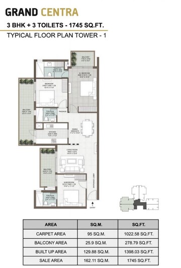  3 BHK Apartment at ILD Grand Centra, Sector 37c – for Rent