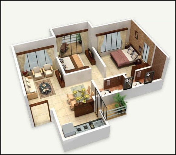 Floor plan of 2 BHK 900 Sq. Ft. Apartment in Imperia 37th Avenue, Gurgaon