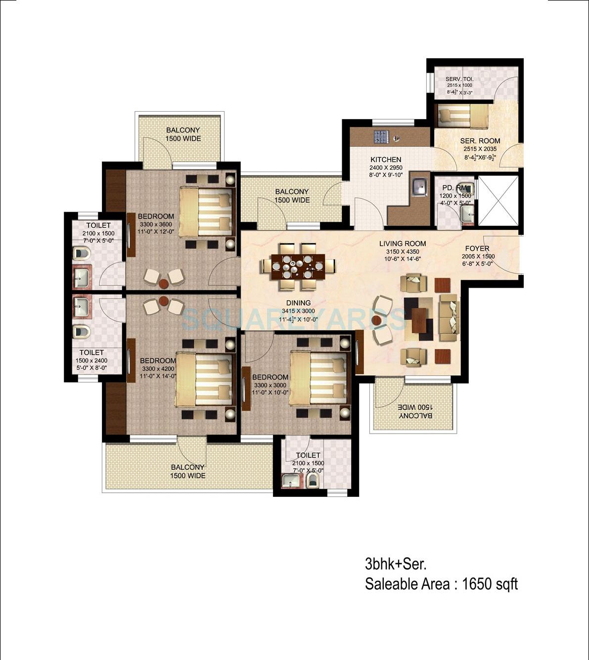  3 BHK Apartment at Imperia Esfera, Garoli Kalan – for Rent