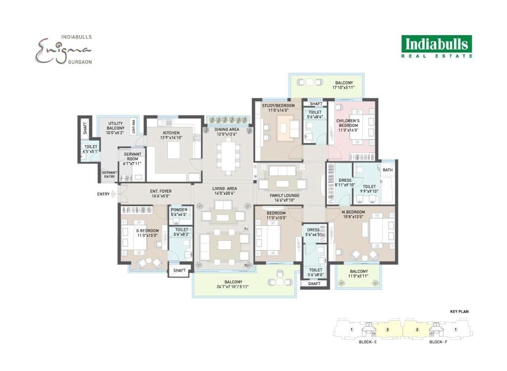 Floor plan of 5 BHK 3830 Sq. Ft. Apartment in Indiabulls Enigma, Gurgaon